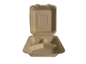 EarthTainer - 8" Clamshell - 200ct - Compostable Certified - EcoMarketPlace79253950Deep 8" 3 - Compartment Clamshell 1000mlEarthTainer - 8" Clamshell - 200ct - Compostable Certified